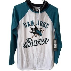 San Jose Sharks G-III 4Her/Carl Banks MVP Raglan Hoodie Shirt Women's Small NWT